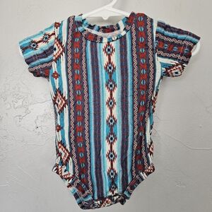 Two Fly Kid Baby 0-3 Months Colorful Tribal Aztec Print Southwest Short Sleeve